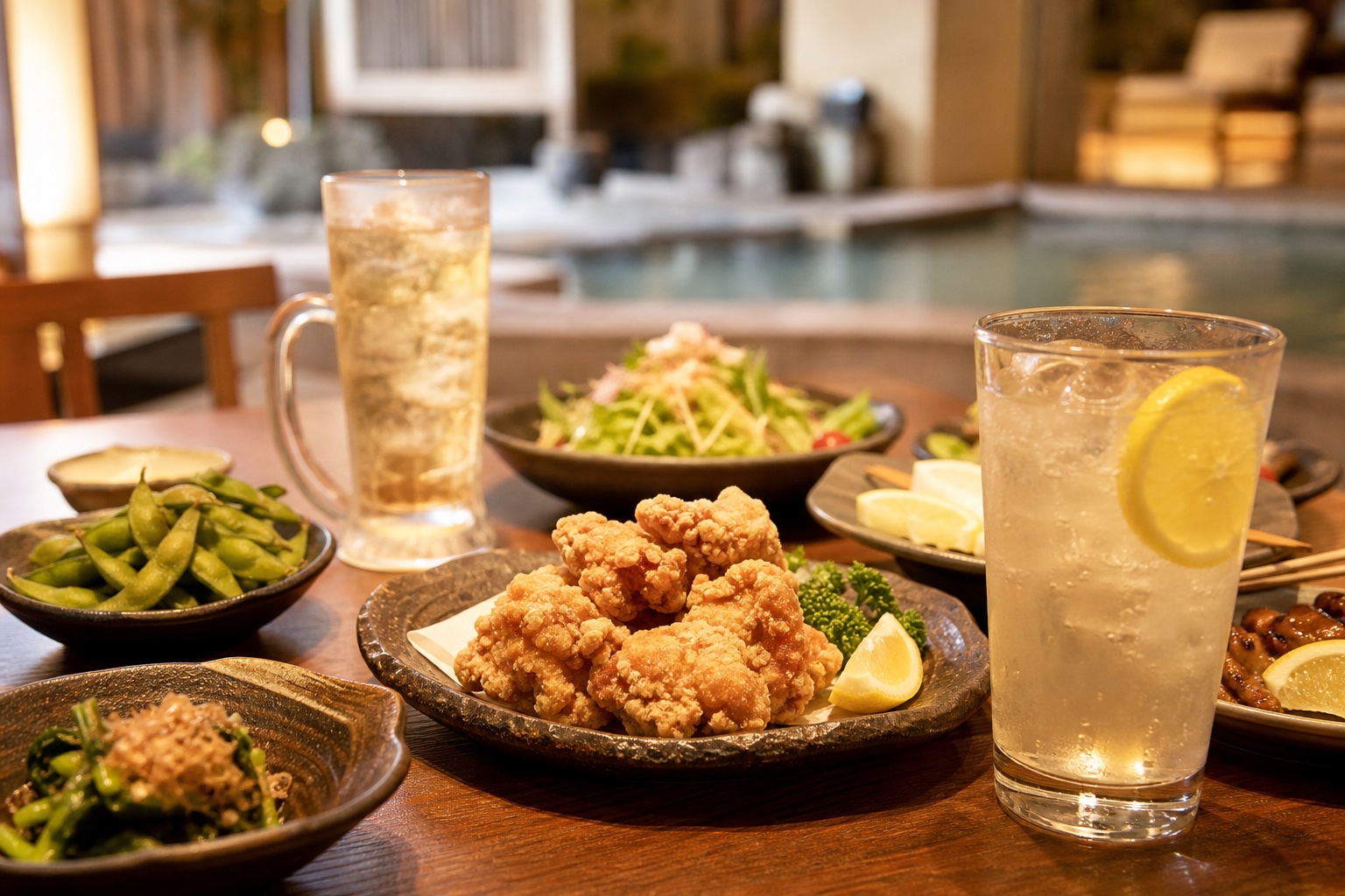 湯上がりに楽しむ飲食メニューとドリンク
